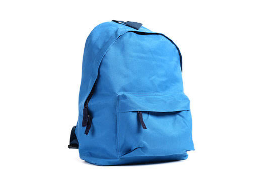 Blue casual backpack with front zip pocket