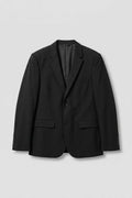 Black regular fit formal blazer laid flat