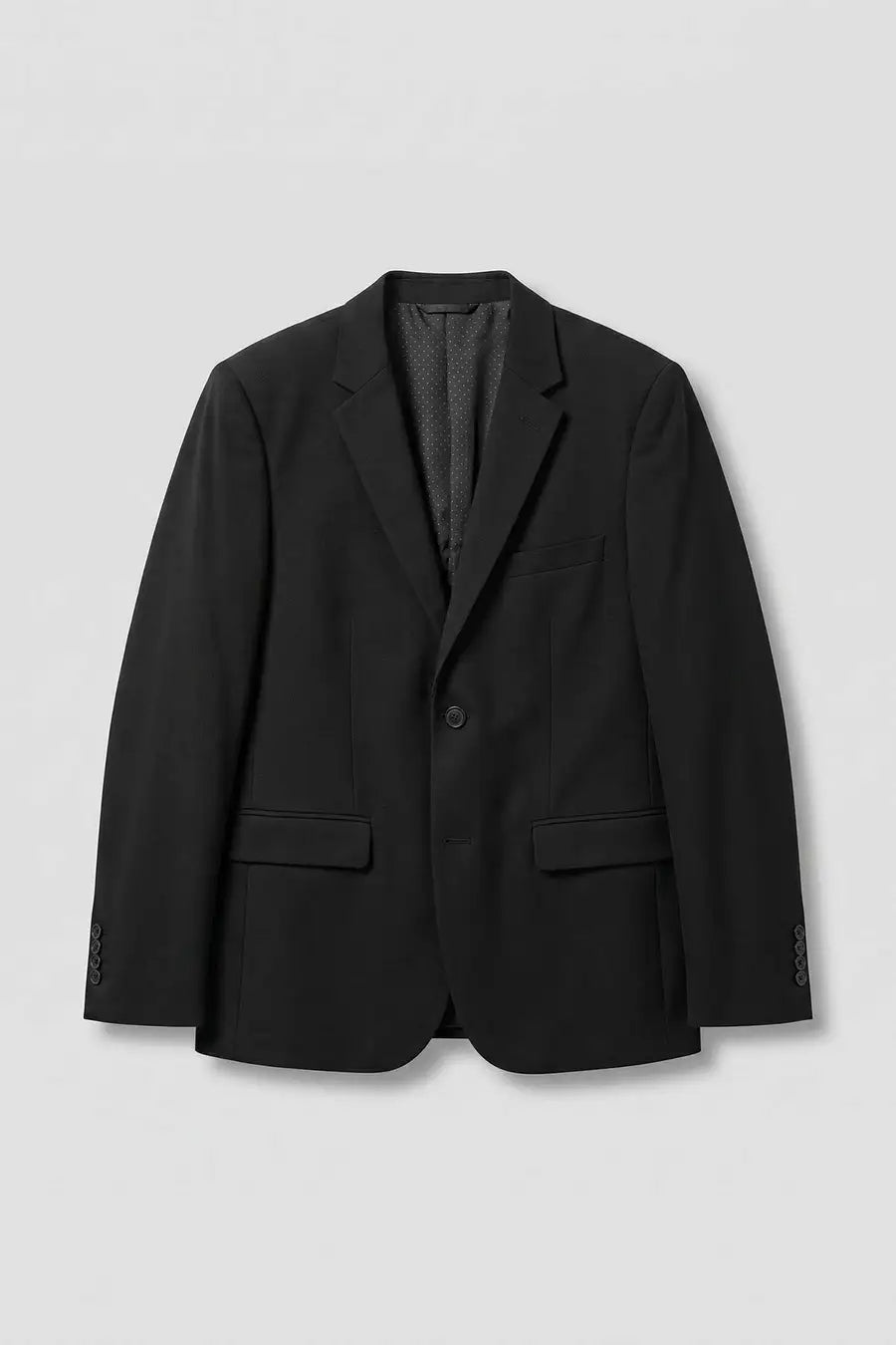 Black regular fit formal blazer laid flat